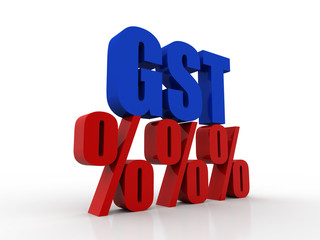 3d illustration of GST tax with percentage. Business concept 
