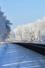 Winter road on sunny day