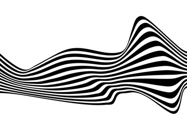 black and white curved line  stripe mobious wave abstract background