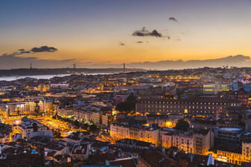 Fototapeta na wymiar Lisbon panoramic view at dusk