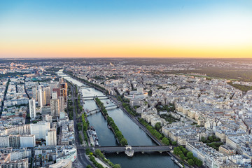 View over the Seine river in Paris from Eiffel Tower