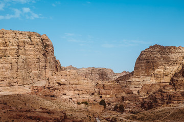 Hilly landscape on the antique site of Petra - Jordan