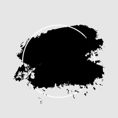 Fototapeta premium Abstract geometric vector background, brush paint illustration, frame, element, shape. Black ink brush stroke texture