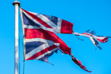 Badly torn Union Jack Flag