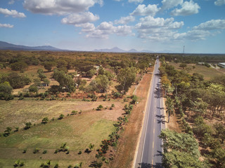 Straight highway road above view