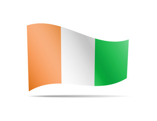 Waving Cote dIvoire flag in the wind. Flag on white vector illustration