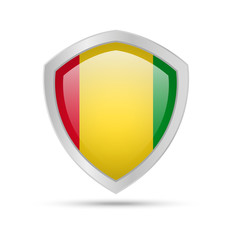 Fototapeta premium Shield with Guinea flag on white background.