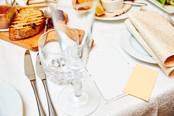 table setting with copyspace in the cafe