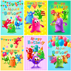 cute monster banner for birthday © mollicart