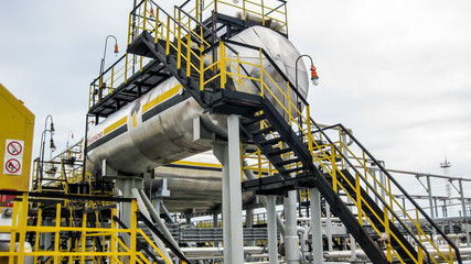 Bullets for process water in the oil field. Buffer tanks for formation water.