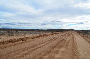 Fototapeta na wymiar Red dirt road in the desert