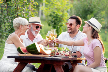 Family having a barbecue