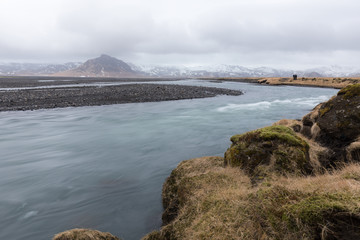 Landschaft mit Fluss in Island