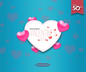 Happy Valentine's day card with heart background,