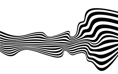 black and white curved line  stripe mobious wave abstract background