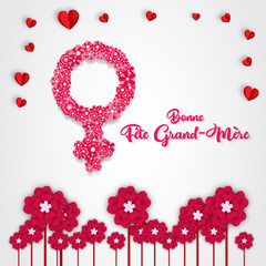 Bonne fête grand-mère - à forme de coeur avec salutation. Bonne fête grand-mères