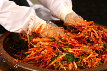 한국의 음식 배추 김치 축제 백그라운드 이미지