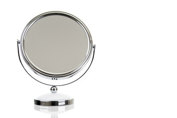 Round table mirror isolated on white background