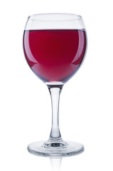 Glass with red wine close up isolated  on white background