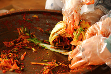 한국의 음식 배추 김치 축제 백그라운드 이미지