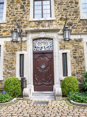 Beautiful Copper yard Gruenenthal entrance door in Upper Stolberg, Rhineland, Germany, architectural detail