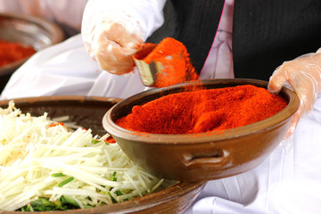 한국의 음식 배추 김치 축제 백그라운드 이미지