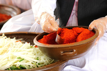 한국의 음식 배추 김치 축제 백그라운드 이미지