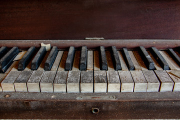 Fototapeta na wymiar piano keys broken dirty
