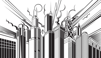 Obraz premium Chicago skyline czarno-biała