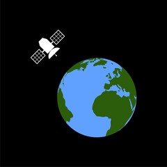 Satellite orbiting the Earth icon or logo