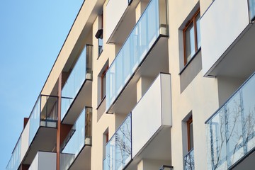 Abstract fragment of contemporary architecture, walls made of glass and concrete.