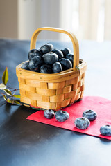 basket with blueberries