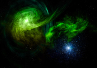 Star field in space and a nebulae. 3D rendering