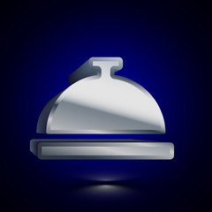 3D stylized Meal icon. Silver vector icon. Isolated symbol illustration on dark background.