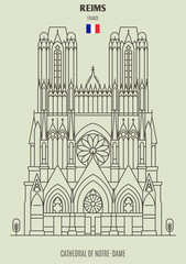 Cathedral of Notre-Dame of Reims, France. Landmark icon