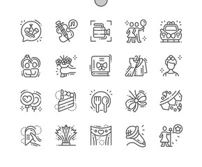 Celebrations Well-crafted Pixel Perfect Vector Thin Line Icons 30 2x Grid for Web Graphics and Apps. Simple Minimal Pictogram