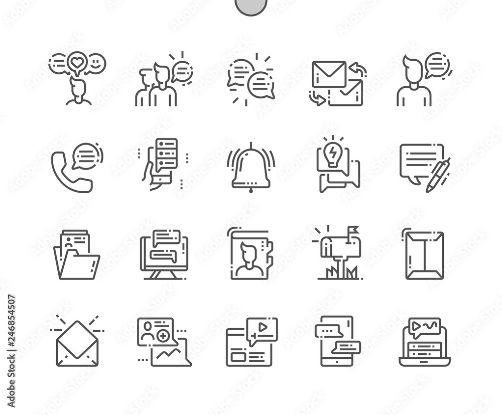 Poster dialogue assets well-crafted pixel perfect vector thin line icons 30 2x grid for web graphics and ap