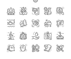 Eco tourism Well-crafted Pixel Perfect Vector Thin Line Icons 30 2x Grid for Web Graphics and Apps. Simple Minimal Pictogram