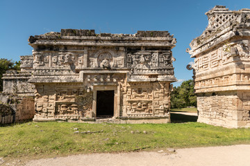 Worship Mayan churches in Chichen Itza. Elaborate structures for worship to the god of the rain Chaac
