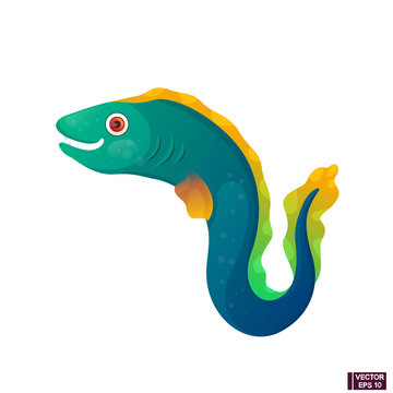 Cartoon character funny moray eel.