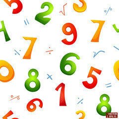 Seamless pattern cartoon colored numbers.