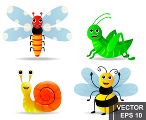 Insects. Cartoon style. Bright. Sweet. Summer. To fly. For your design.
