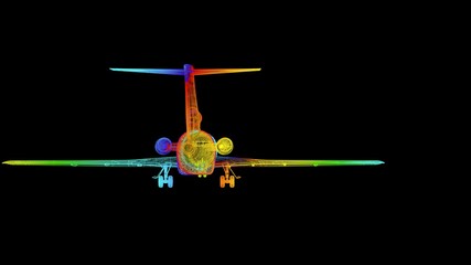 3d rendering of an outline rainbow color object isolated on black