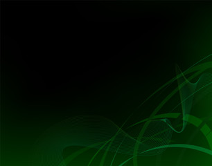 green wavy  lines on dark abstract background