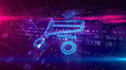 Internet shopping icon with cart