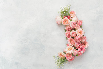 Roses On Textured Background. Invitation card. Blank space