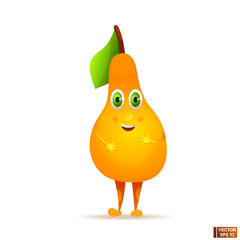 Cartoon fruit character yellow pear.
