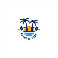 beach fitness logo vector