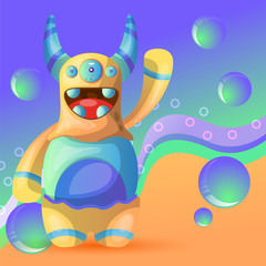 Sweet monster illustration vector. - Vector