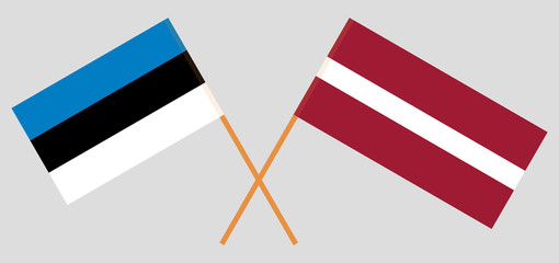 Latvia and Estonia. The Latvian and Estonian flags. Official colors. Correct proportion. Vector
